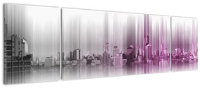 Obraz - Panorama miasta, różowo-  szara (170x50 cm)