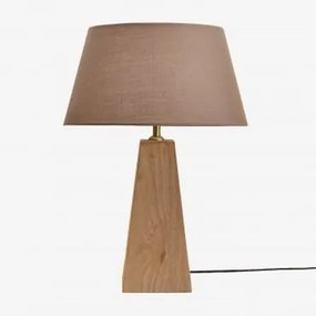 Lampa Stołowa Z Drewna Mango Taraua Drewno Mango & Moka Brown Ø40 Cm Monaco - Sklum