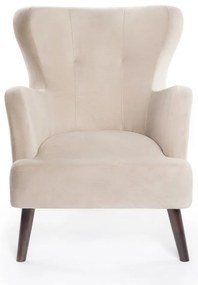 Beżowy aksamitny fotel typu uszak Noemye – Bonami Selection