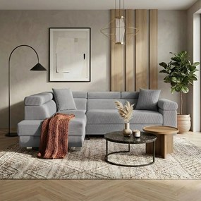 Narożnik z funkcją spania sprężyny faliste TORRE lewy Szary