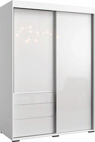 Szafa przesuwna z szufladami Torino 2D 140 Biała (lacobel)