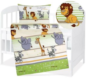Bellatex Baby pościel z krepy Agata Safarizielona, 90 x 135 cm, 45 x 60 cm