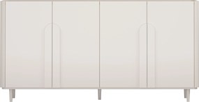 Komoda Amilio 200 cm czterodrzwiowa na nóżkach - kaszmir / dąb olejowany / uchwyty kaszmir