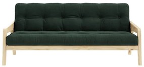 Sofa rozkładana ze sztruksową tapicerką Karup Design Grab Raw/Dark Green