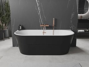 Mexen Oval wanna wolnostojąca przyścienna 160 x 80 cm, biała/czarna, przelew miedź szczotkowana - 52671608075-65