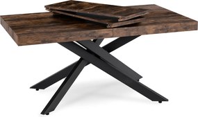 Zestaw Stół Prostokątny Rozkładany HAMPTON 160-240 cm Dąb Rustykalny/Czarny i 4 Krzesła Tapicerowane BRESSO Czarne Welurowe