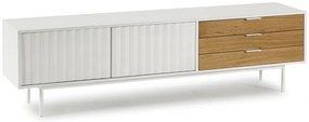 Biało-naturalna szafka pod TV w dekorze dębu 180x52 cm Sierra – Teulat