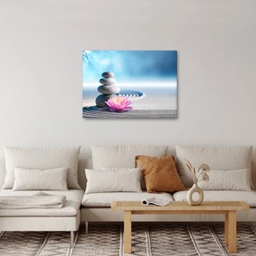 Obraz piasku, lilii i kamieni spa (70x50 cm)