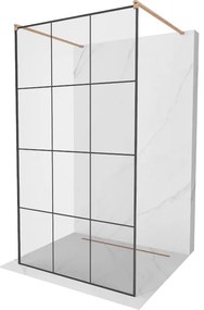 Mexen Kioto ścianka prysznicowa wolnostojąca 110 x 200 cm, czarny wzór 8 mm, miedź szczotkowana - 800-110-002-65-77