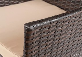 Zestaw mebli ogrodowych Naemo 4 krzesła + stół brąz/beż, technorattan, poduszki, taras, balkon, ogród