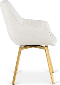 Krzesło Tapicerowane Obrotowe MIA Kremowe do Toaletki Boucle Nowoczesne