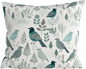 Bawełniana poszewka na poduszkę LEAFBIRD POLY 45x45 cm, biało-zielona