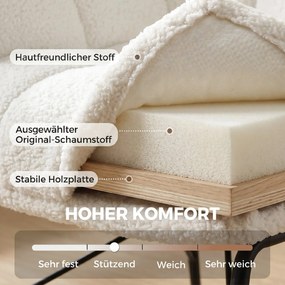 HOMCOM Nowoczesny fotel akcentowy, fotel z sherpa-fleece z zaokrąglonym oparciem, wbudowanymi podłokietnikami, metalowymi nogami, Kremowobiały | Aosom PL
