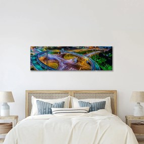 Obraz - nocna panorama miasta (170x50 cm)