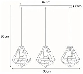 Lampa wisząca potrójna czarna G8-A42