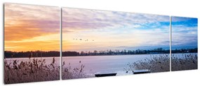Obraz - Zamarznięte jezioro, Ełk, Mazury, Polska (170x50 cm)