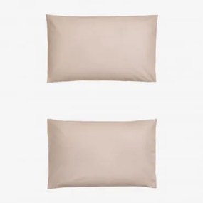 Pack 2 Poszewek Na Poduszki Z Perkalu Bawełnianego O Gęstości 180 Nitek Lesia Lekki Róż Do Makijażu & 50 X 75 Cm - Sklum