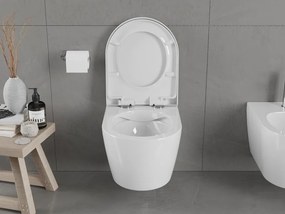 Mexen Carmen miska wc Rimless z deską wolnoopadającą twarda, duroplast, biała połysk - 30880200