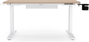 Biurko elektryczne z regulacją wysokości ergonomiczne białe/dąb sonoma,1200x600 mm: ARIA