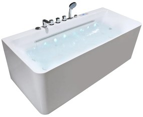 Wanna z hydromasażem wolnostojąca przyścienna biała - 1 osobowa - 470 l - 170 x 75 cm - KIRANA