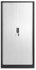 Metalowa szafa biurowa na akta z roletą DAMIAN, 900 x 1850 x 450 mm, antracytowo-biała