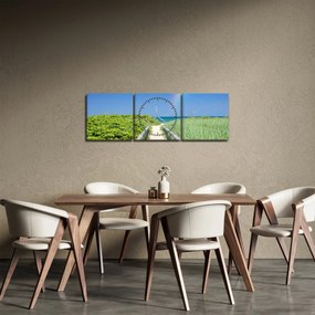 Obraz - Krajobraz i tęcza (z zegarem) (90x30 cm)