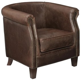 Fotel klubowy z postarzanej skóry ENGUERRAND