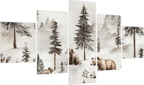 Obraz - Las z niedźwiedziami (125x70 cm)
