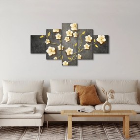 Obraz - Złoty krzew na czarnym tle (125x70 cm)