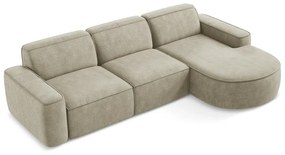 Beżowy narożnik z tkaniny szenilowej (prawostronny/z szezlongiem) Omao – Makamii