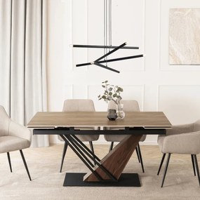 Stół Rozkładany Prostokątny REX 160-220 cm Ceramiczny Ciemny Brąz/Czarny do Jadalni Nowoczesny Loft