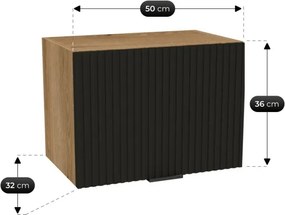 Zestaw Mebli Kuchennych MODERN 170 cm Czarny/Dąb Evoke Ryflowany Loftowy