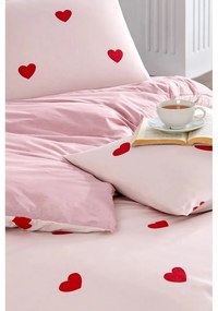 Różowa pościel jednoosobowa z prześcieradłem/3-częściowa 160x220 cm Red Heart – Mila Home