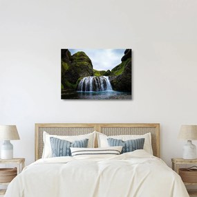 Obraz na szkle klifu z wodospadem (70x50 cm)