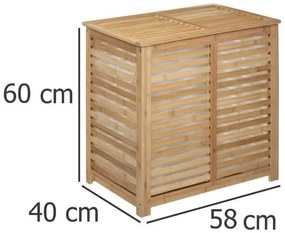 Kosz na pranie, podwójny, 2-komorowy, SICELA, bambusowy
