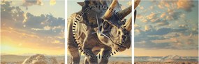 Obraz - Triceratops (z zegarem) (90x30 cm)