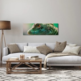 Szczegółowy obraz jaszczurki (z zegarem) (90x30 cm)