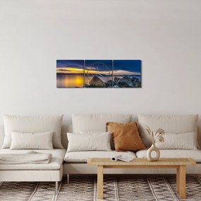 Obraz - Chmury nad wodą (z zegarem) (90x30 cm)