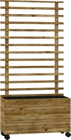 Outsunny Kwietnik z pergolą, 4 koła, drewno naturalne, lakier odporny na warunki atmosferyczne, 76 x 30 x 155 cm