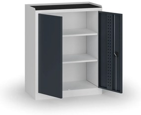 Szafa warsztatowa, 2 półki, 1180 × 950 × 500 mm, grafitowe drzwi