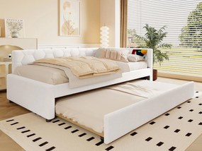 Kanapa rozkładana 90×200 cm - z łóżkiem piętrowym - z portem USB + Type-C - biały (bez materaca)