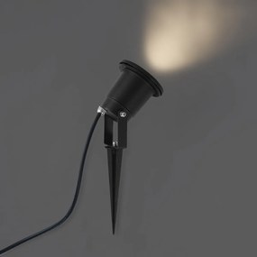 Reflektor z kolcem czarny z LED, regulowany IP65 z przewodem i wtyczką - Basic