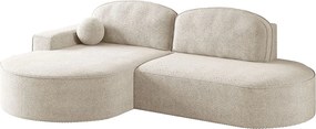 Narożnik z funkcją spania i pojemnikiem Modena Runden, tkanina Arena, Ecru, Lewy