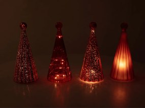 Szklana świecąca choinka TWINKLE z oświetleniem LED 22 cm, odcienie czerwieni