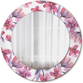 Lustro z nadrukiem dekoracyjne okrągłe Kwiaty akwarelowe