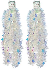 Bogaty łańcuch bożonarodzeniowy z efektem tęczy Stars, 2 m, ZESTAW 2 SZT.