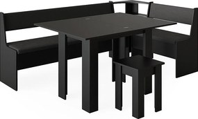 Grupa ławek narożnych czarny 210x120x80 roman