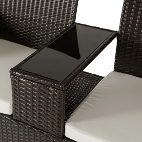 Sofa Ogrodowa Dwuosobowa ze Stolikiem KENT Technorattan Brązowa