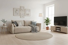 Sofa rozkładana ZEPHIRA 238 cm – wygodna kanapa z pojemnikiem i powierzchnią spania 196 × 140 cm, beżowy