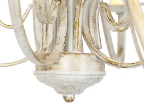 Kandelabr biały z plisowanymi abażurami kremowymi 5-światłowy - Giuseppe